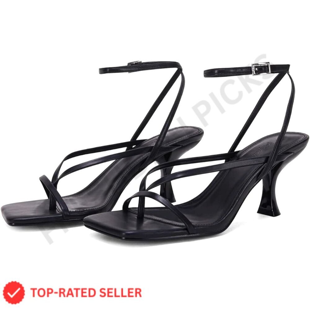 Strappy Heeled Sandals Square Toe Gladiator Ankle Strap Party Shoes Chic